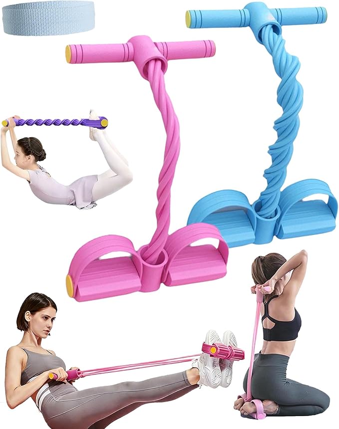 Fashion Puller Exercise, 8 Tube Pedal Resistance Device, Detachable and Adjustable Pedal Resistance Device, Multifunction Tension Rope Fitness Resistance Bands for Abdomen/Waist/Arm/Leg