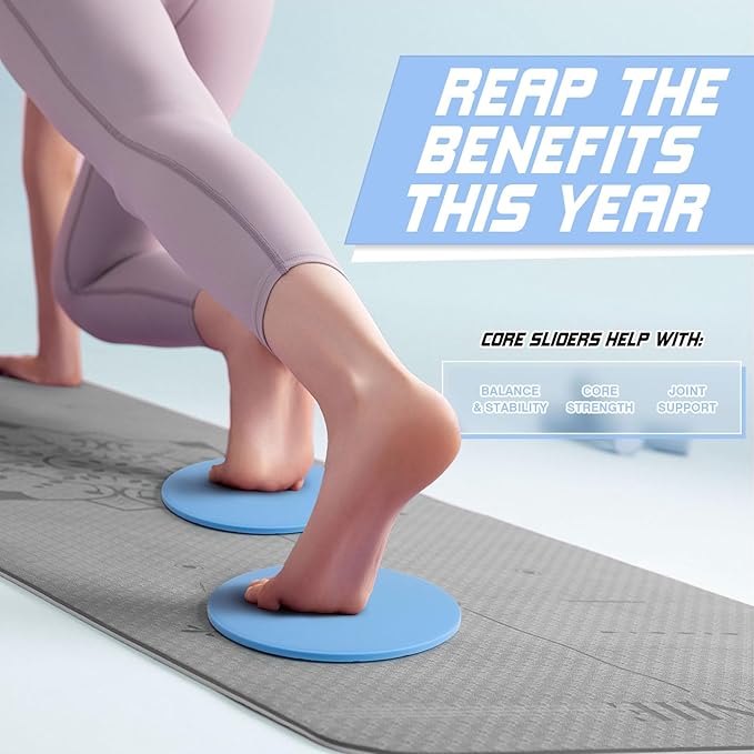 Exercise Core Sliders Core Sliding Discs, Dual Sided Workout Sliders for Full Body Workout on Carpet or Hardwood Floor, Training Abdominal Core Strength (Blue - 1 Pair)