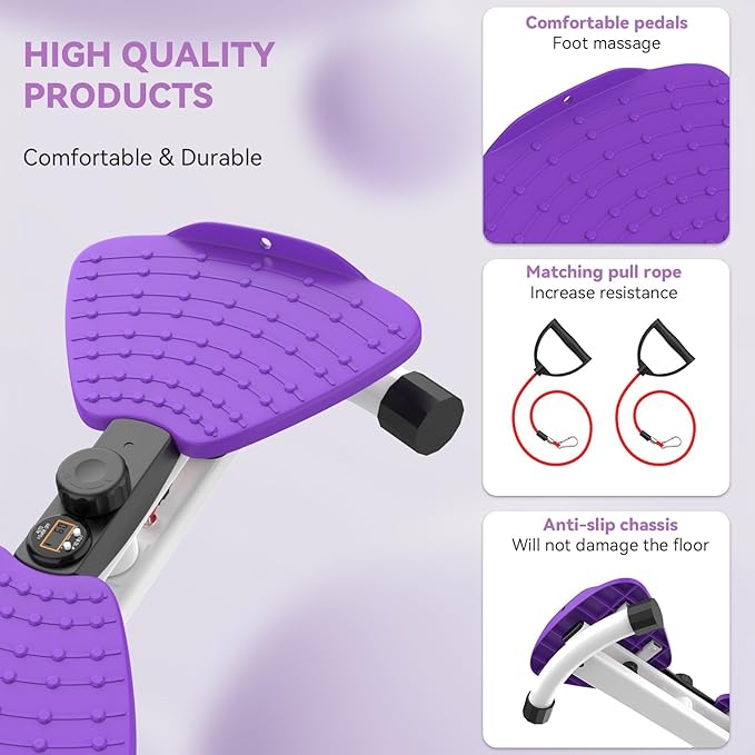 Twister, Adjustable Twisting Board for Women and Men, Home Gym Equipment Noiseless Twister, 330 lbs Load Capacity | Digital Display Tracks Time, Reps and Calories (Blue,Pink,Purple)