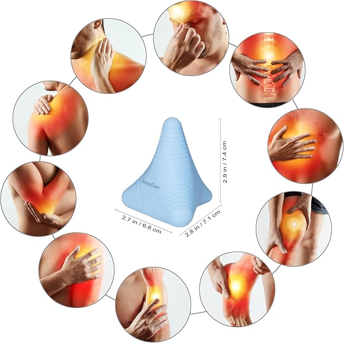 Trigger Point Massage Ball, Manual Massager Tool for Muscle Knot Deep Tissue Relief Myofascial Release Physical Therapy Hip Flexor Iliacus Psoas Hand Foot Back. 2.8×2.9” (Blue)