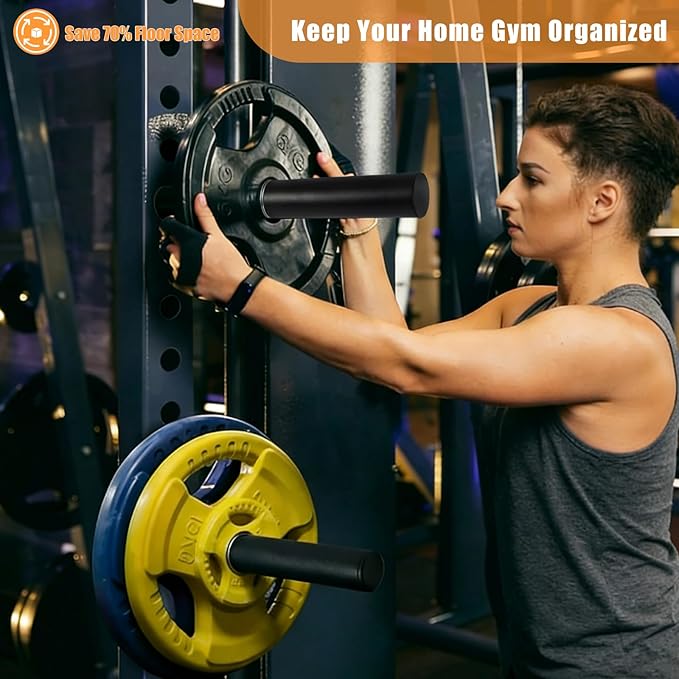 CAELUM Weight Plate Holder Power Rack Attachment, for 2 Inch Olympic Plate Storage, Squat Rack Holder Fits 2"x2", 2"x3", 3"x3" Power Cages