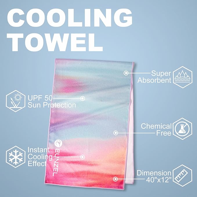 Cooling Towel, Ice Towel for Neck, Soft Microfiber Chilly Towel Stay Cool for Sports, Yoga, Running, Gym, Workout, Biking, Camping & Outdoor Activities 40"x12"