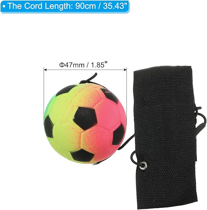 PATIKIL 1.9 Inch Sports Wrist Ball, Soccer Rubber Rebound Wristband Wrist Return Ball Sport on a String for Exercise Play, Mixed Colors