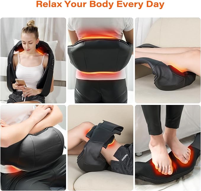 Neck Massager with Heat, Back Massager Deep Tissue, Electric 3D Kneading Massage Pillow for Pain Shiatsu Back and Shoulder Massager, Birthday Christmas Gift for Women Men Dad Mom