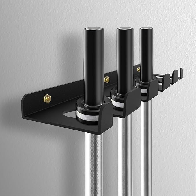 Barbell Storage Rack, Heavy Duty Vertical Hanging Rack, Wall Mounted Bar Holder, Olympic Bar Space Saver for Home, Commercial, Garage Gym