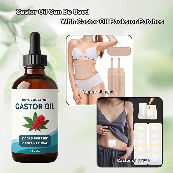 Tavio Castor Oil, Celara Castor Oil Pack, Can Be Used with Cotton Castor Oil Pack Wrap or Patch for Liver Support, Digestion Aid, Muscle Relaxation & Detox