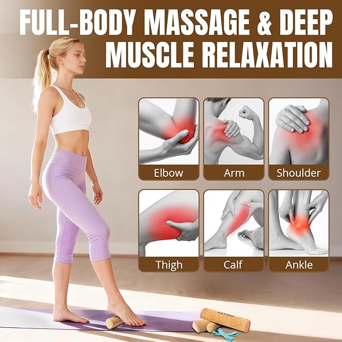 Natural Cork Balance Board Kit, 4-in-1 Foot & Ankle Strengthener – 2 Half-Cylinder Boards, Massage Roller & Ball, Toe Resistance Bands, Carry Bag & Guide for Mobility & Physical Therapy