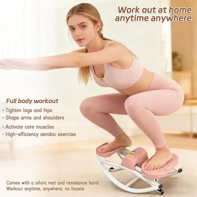 Rock Stepper Machine with Resistance Bands, Side-to-Side Lateral Rocking Fitness Stepper for Knees and Joints, Adjustable Tension Fitness Equipment with LCD Monitor for Home Workout Office
