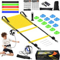 Speed Agility Training Equipment Set, Agility Ladder 20ft, 12 Football Cones, Resistance Parachute/Soccer Kick Trainer, Jump Rope, 5 Resistance Bands, Football Practice Equipment for Kids Adults