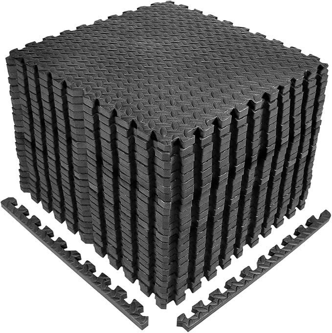 WF Athletic Supply Interlocking Exercise Foam Mats, 3/4-Inch Thickness Gym Flooring Tiles, Extra Thick Eva Foam Fitness Equipment Mat & Home Protective Flooring Cushion
