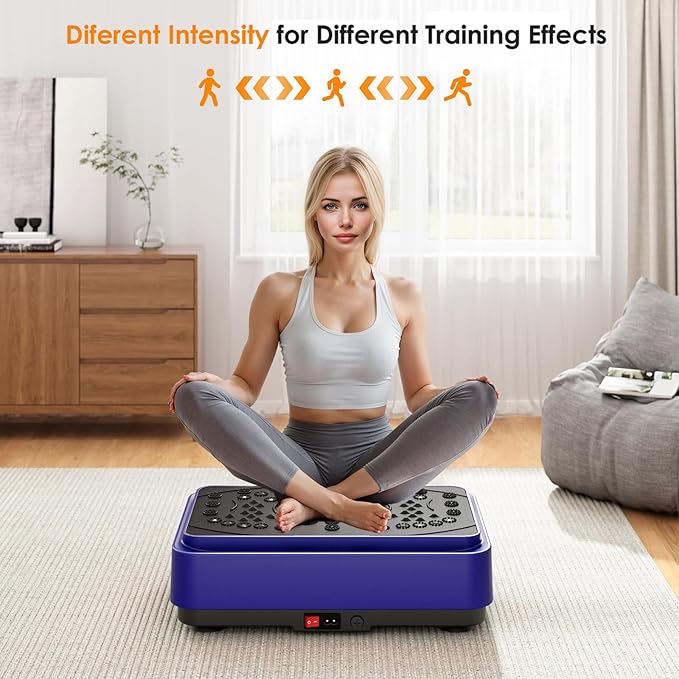 Whole Body Vibration Shake Plate Exercise Machine, 10 Modes Power Plate Vibration Platform with Resistance Bands for Full Body Workout, 500lbs Capacity