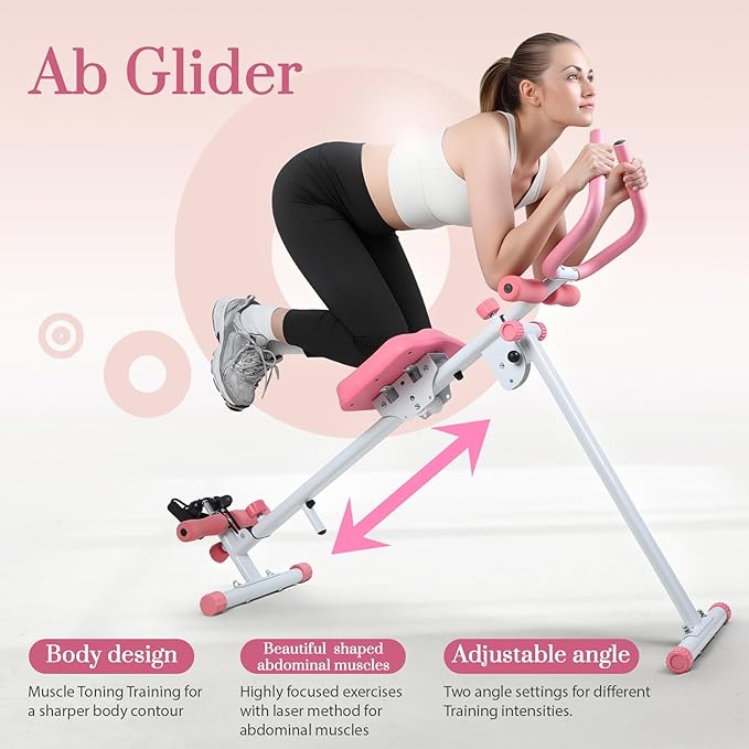 【US Shipped】 4 in 1 Exercise Equipment Rowing Machine Leg Press Machine Ab Glider Machine Roman Chair Fitness Equipment for Ab Workout Core Strength Training