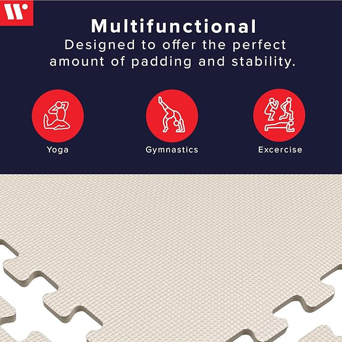 We Sell Mats 3/8" Thick Multipurpose EVA Foam Exercise Floor Mat, Interlocking Tiles, Anti-Fatigue for Home or Gym