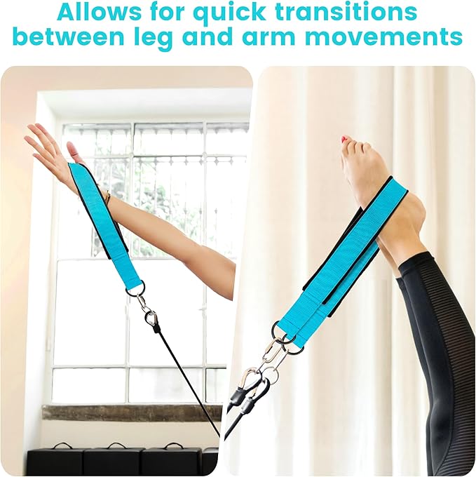 2PCS Comfortable Enhanced Thickness Pilates Double Loop Strap - D-Ring Strap for Home Gym & Yoga Workout Accessories