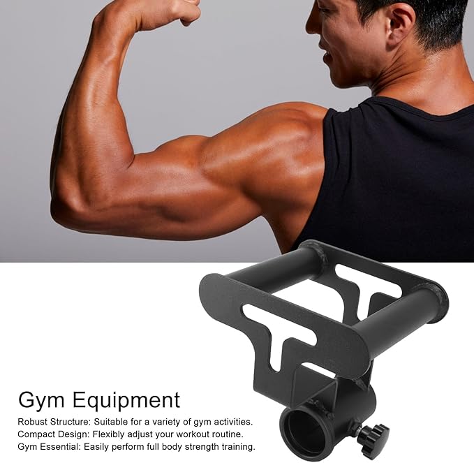T Bar Row Platform with V Bar Landmine Handle Attachment, Iron Barbell Rowing Accessory for Home Gym, Compact Portable Strength Training Equipment for Upper Body Workouts
