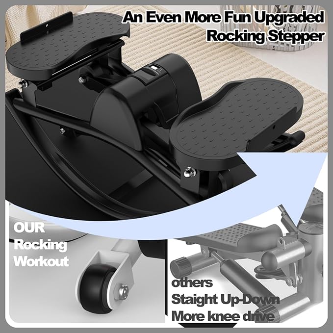 Rocking Stepper,Rock Stepper Side to Side,Step Rocker Machine with Resistance Bands & Anti-Slip Mat and LCD Monitor, Professional Mini Steppers for Exercise at Home
