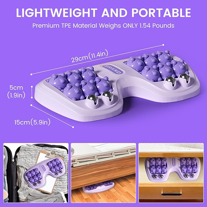 Foot Massager Roller for Plantar Fasciitis Relief, Dual Foot Acupressure Therapy for Pain Relief, Stress Relief and Improved Circulation, Portable Reflexology Tool for Home and Office Use