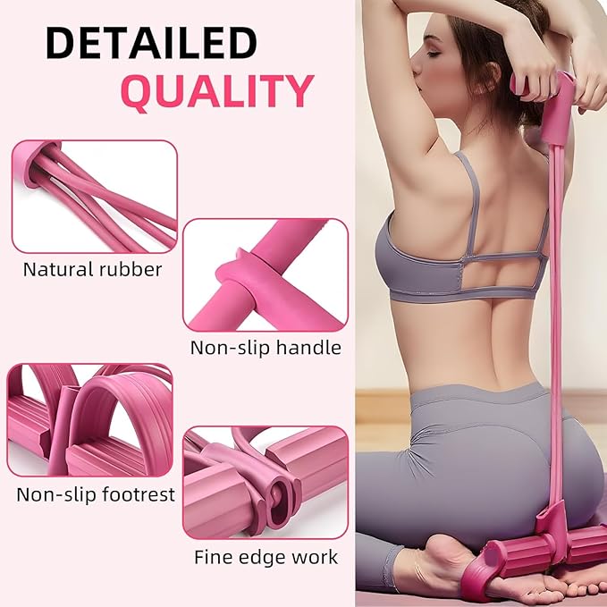 Fashion Puller Exercise,4-Tube Home Workout Pedal Resistance Bands with Handles,Manual Tension Pedal Elastic Band,Multifunction Elastic Yoga ResistanceBand,Pedal Ankle Puller Foot StretchingBand