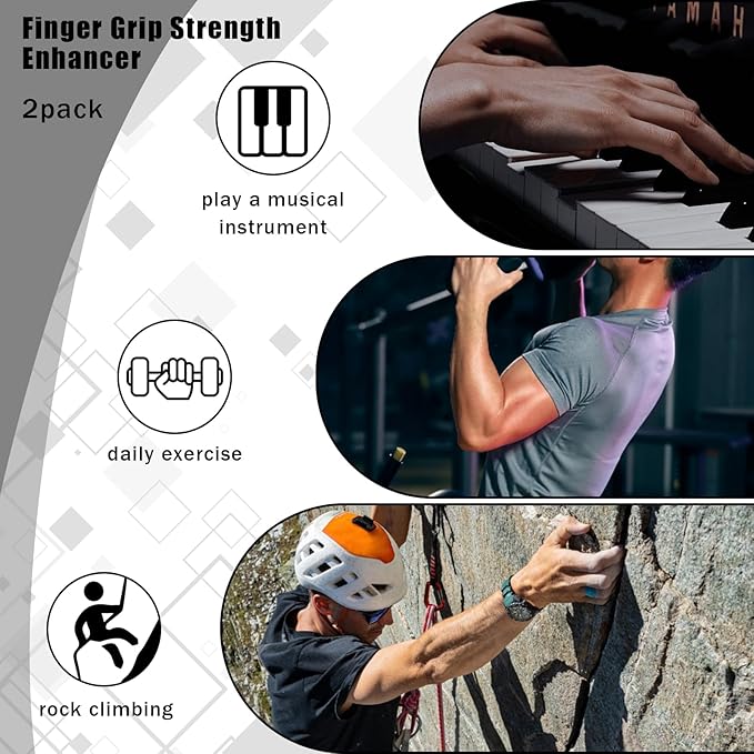2 Pack Finger Grip Strengthener, Finger Strengthener, Finger Strength Trainer, Adjustable Hand Grip Strengthener, Grip Strength Trainer Ball