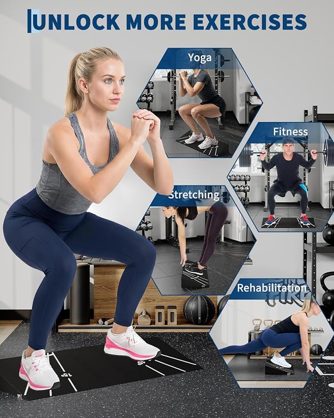 Squat Wedge Block 15° - Heel Elevated Slant Board for Squats, Knees over Toes & Weightlifting, 1000lb Capacity, Non-Slip One-Piece Design, Home Gym Accessory