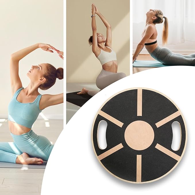 Balance Board - 360 Degree Rotation Wooden Balance Board - Core Non-slip Trainer for Enhancing Stability Training Calf Waist Ankle Support Full Body Exercises Yoga Planks