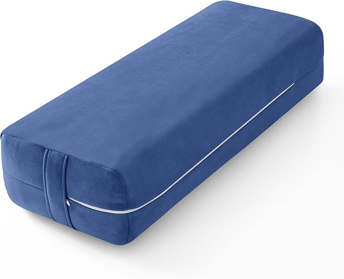 Wellsin Rectangular Yoga Bolster - Meditation Pillow with Washable Suede Cover, 27"X10" X5.5"