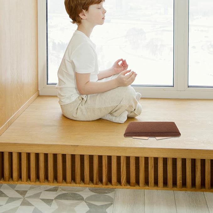 Wood Prayer Bench Folding Stool, Ergonomic Solid Wood Meditation Chair, Portable Compact Seat for Yoga and Mindfulness Practice, Coffee Color