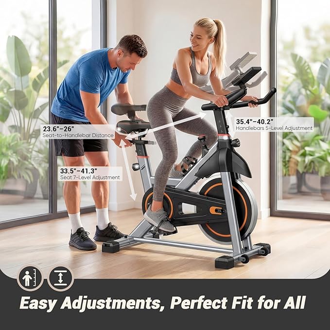 OLIXIS Exercise Bike with APP Control, Brake Pad Stationary Bikes with Quiet Magnetic Resistance, Indoor Cycling Spin Workout Bike with 300.0 lbs Weight Capacity