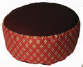 Meditation Cushion Zafu Pillow - Buckwheat and Kapok Fill - Indochine Diamond Red