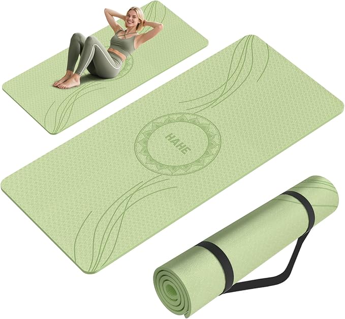 Large Yoga Mat Thick, 76"x32"x0.31"Wide POE Exercise Mat with Non-Slip Surface & Carry Strap, Anti-Tear Workout Mat for Yoga, Pilates, Fitness