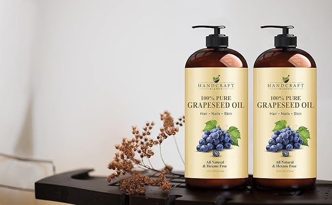 Handcraft Blends Professional Massage Set: Fractionated Coconut Oil and Grapeseed Oil – (2 x 16 Fl Oz) – 100% Pure & Natural – Premium Carrier Oils for Massage Therapy and Skin Care