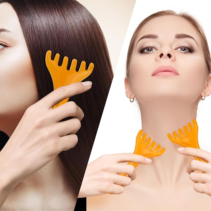 Fascia & Scalp Massage Tool Set, Portable Myofascial Release Massager for Muscle Knots Cellulite Head Massager for Hair Growth Relaxation Lymphatic Drainage (Yellow)