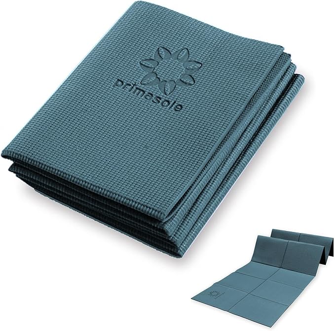Primasole Folding Yoga Travel Pilates Mat Foldable Easy to Carry to Class Beach Park Tear resistant Travel Picnics 4mm Thick 9 Colors