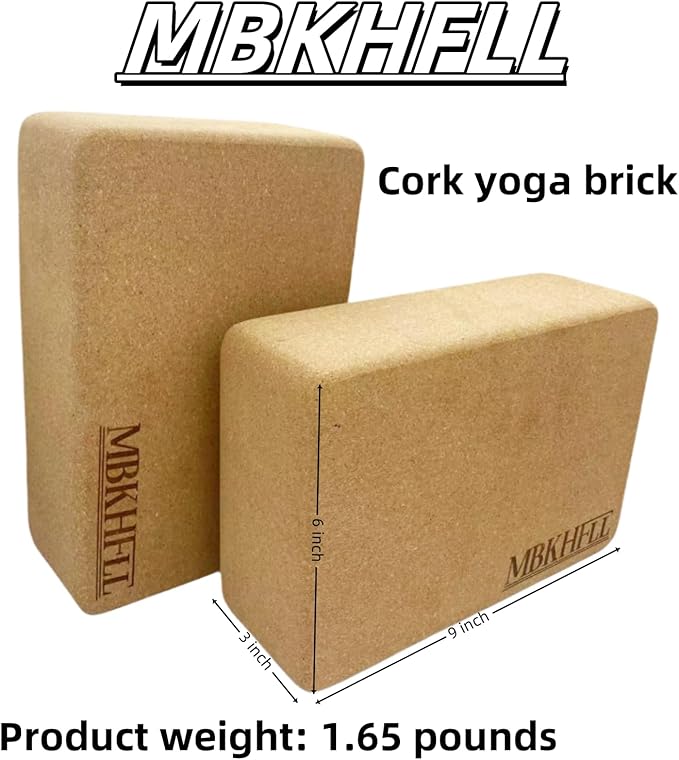 Cork Yoga Blocks, Natural Cork, High Density with Non Slip Surface, Eco-Friendly Accessories for Women, Ideal for Yoga, Pilates, Stretching…