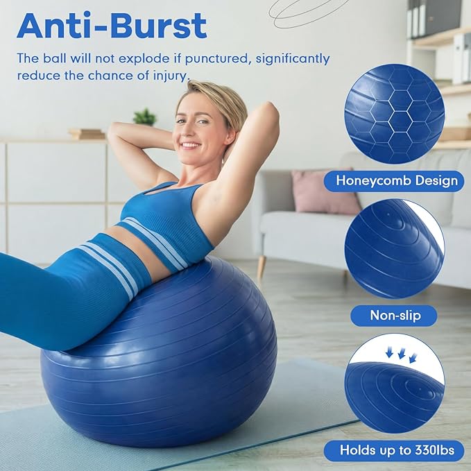 Leyndo 4 Pcs 26 Inch Yoga Exercise Ball Pilates Pregnancy Birthing Fitness Ball with Quick Pump Anti Burst for Improved Posture, Balance, Yoga, Pilates, Training