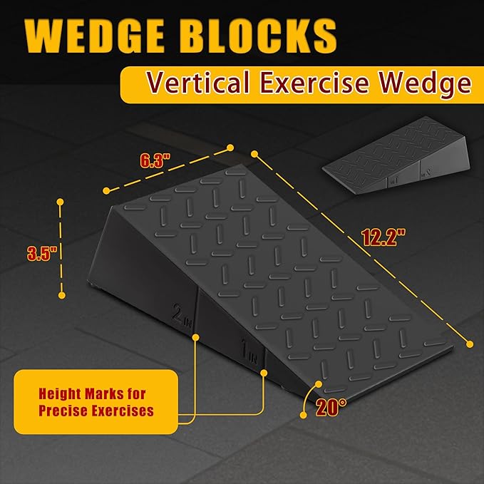 Squat Wedge Height-Adjustable Slant Board: 2Pcs Wide Wedges for Weightlifting Leg Glute Workout Improve Strength and Mobility for Gym Home
