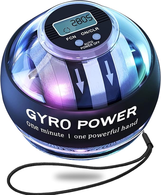 Curaball Hand Exerciser–Torque Ball Strengthener with Counter, LED Lights, Auto-Start Gyroscopic Wrist Trainer for Arms, Fingers & Forearms, Grip Training Tool for Home