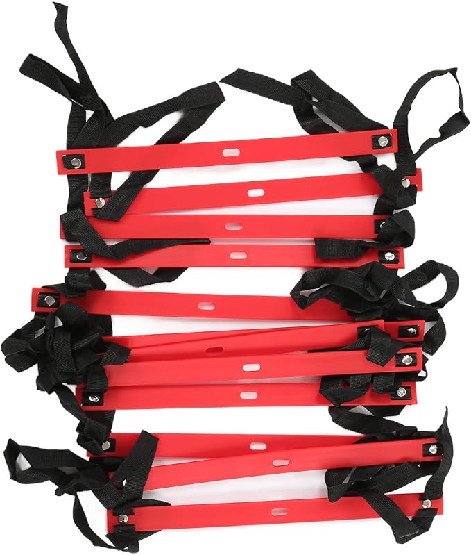 Fixed Agility Ladder for Football Soccer Training, Speed Footwork Ladder with 12 Rungs 6M, Bright Color Non - Slip Rope Ladder for Sports Drills and Group Exercise