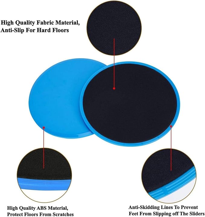 Runee Gliding Disc Sliders for Fitness and Training Workout - Dual Sided Core Sliders for Multipurpose Use - 2 Discs for Ultimate Full Body Workout at Home or Travel