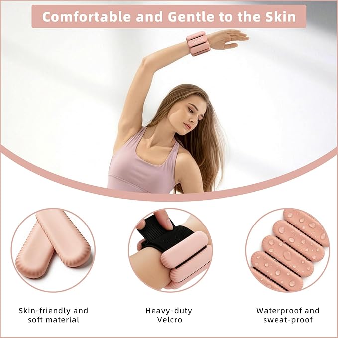 Wrist Weights, Silicone Adjustable Ankle Weights for Women Men - Strengthen Arms and Legs Ideal for for Home Gym Workout, Running, Yoga, Pilates, Barre, Exercise, Strength Training