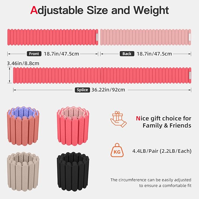 Abahub Wearable Wrist & Ankle Weights Set of 2, Stackable Magnetic Weighted Bracelet for Women, Waterproof Silicone Arm Leg Weights for Home Gym Workout, Running, Yoga & Pilates