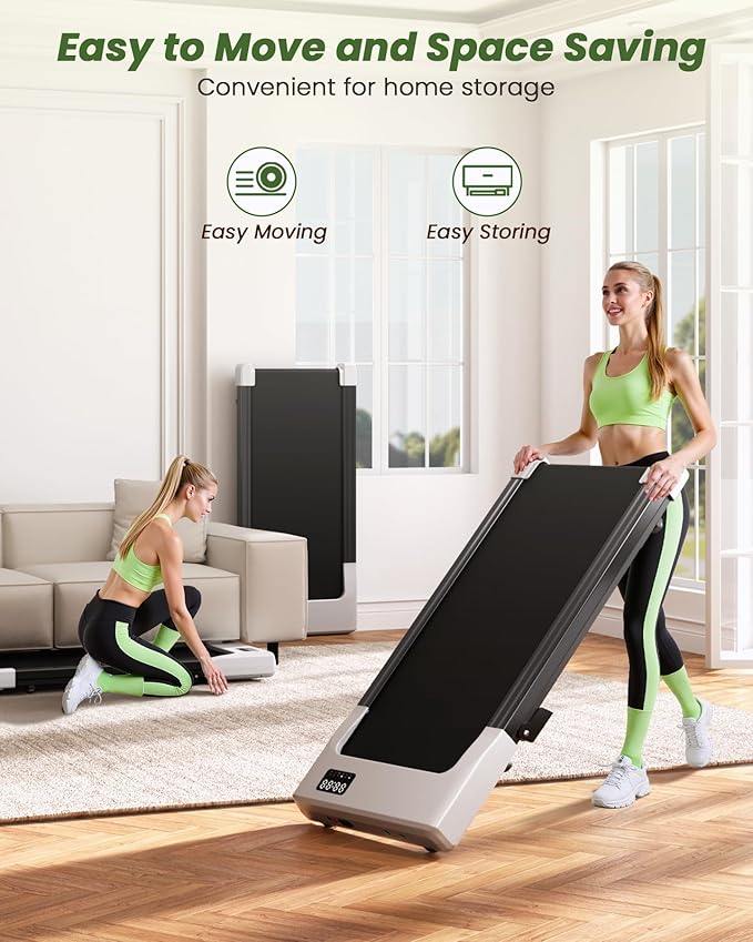 DeerRun Under Desk Walking Pad Treadmill for Home & Office, 6% Manual Incline, 0.6–3.8 MPH Walking Speed, 300 lb Capacity, App & Remote Control