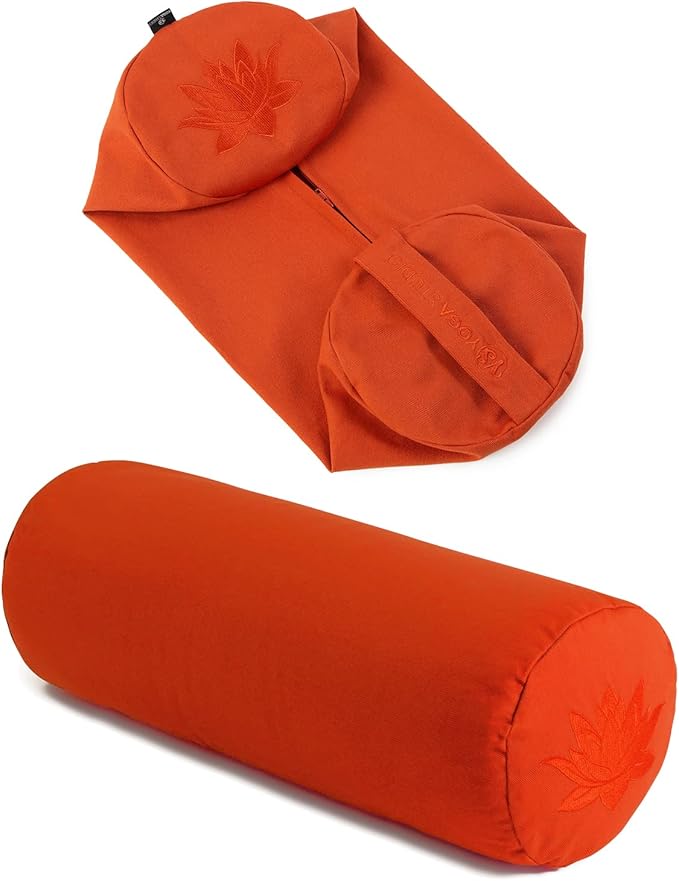 Yoga Studio Spare Organic Cotton Bolster Covers With Handle And Zipper (Terracotta)