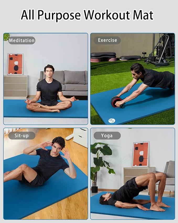 Yoga Mat Thick Wide Yoga Mats for Women Men Large Exercise Mat 78"x35" 1/2 Inch Workout Mat for Home Gym, with Carrying Yoga Bag