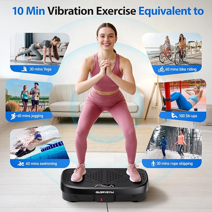 Vibration Plate Exercise Machine - 120 Levels, 350lb Capacity, Quiet Motor with Remote Control for Home Fitness & Weight Loss
