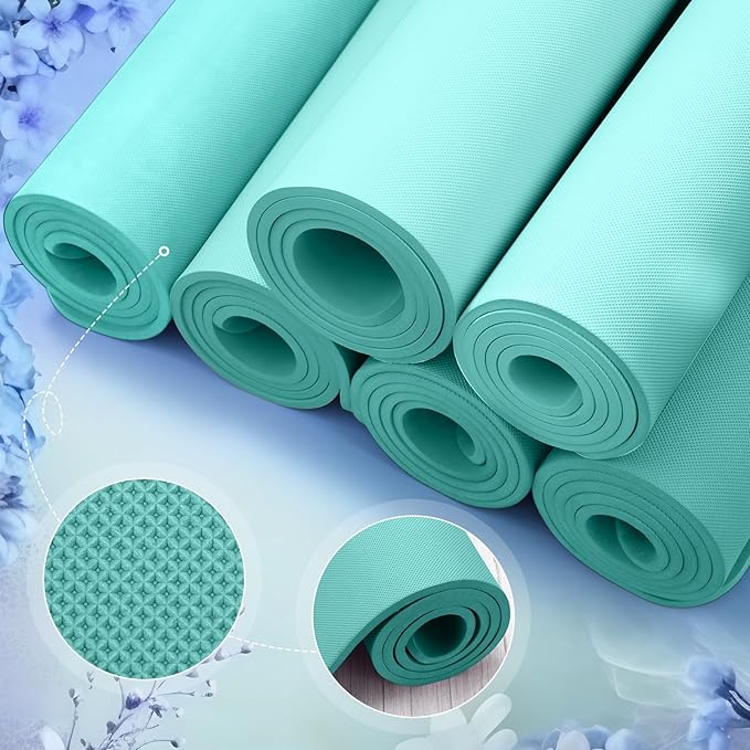 Timgle 6 Pcs 10mm Thick Yoga Mat Bulk, 68 x 24 Inches, Anti-slip Tear-resistant Exercise Mat Adult Kids Gym Mats for Fitness, Stretching, Workout and Studio, Outdoor Yoga, Pilates