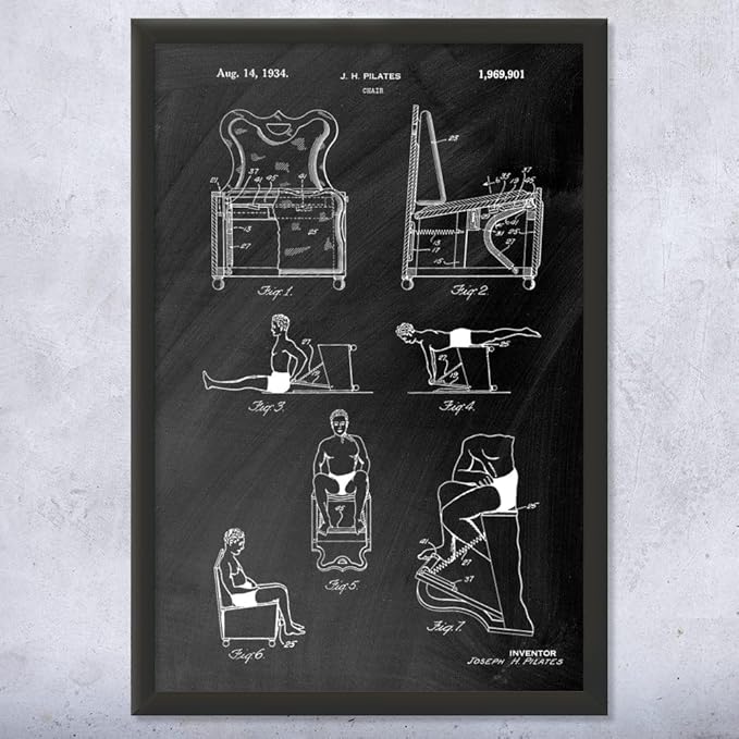 Pilates Chair Patent Framed Print (9x12) Pilates Gifts, Gym Art, Pilates Decor, Athlete Gifts, Garage Decor, Sports Gifts, Mom Gifts