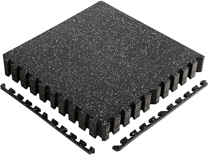 OLIXIS Interlocking Rubber Floor Tiles, 1/2 Inch Thick Non-Slip Gym Flooring Mats for Home Gym, Garage Floor Mats Protective Workout Room Tiles for Weight Lifting & Cardio, 12 Pcs