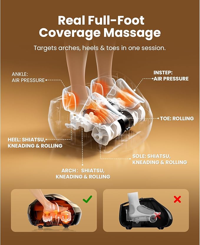 BOB AND BRAD Foot Massager Machine with Heat and Remote, Fits up to Size 14, FSA Eligible HSA Shiatsu Deep Kneading Foot Massager for Plantar Fasciitis and Neuropathy