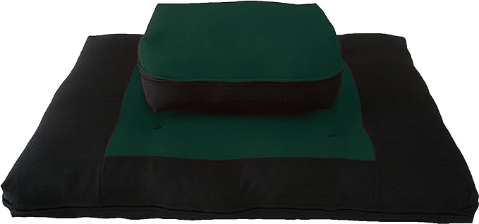 D&D Futon Furniture Zabuton Zafu Set, Yoga, Meditation Seat Cushions, Kneeling, Sitting, Supporting Exercise Pratice Zabuton & Zafu Cushions. (Hunter)